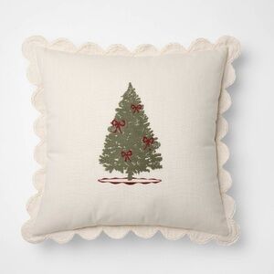 Studio McGee Holiday Tree Throw Pillow with Scalloped Edges